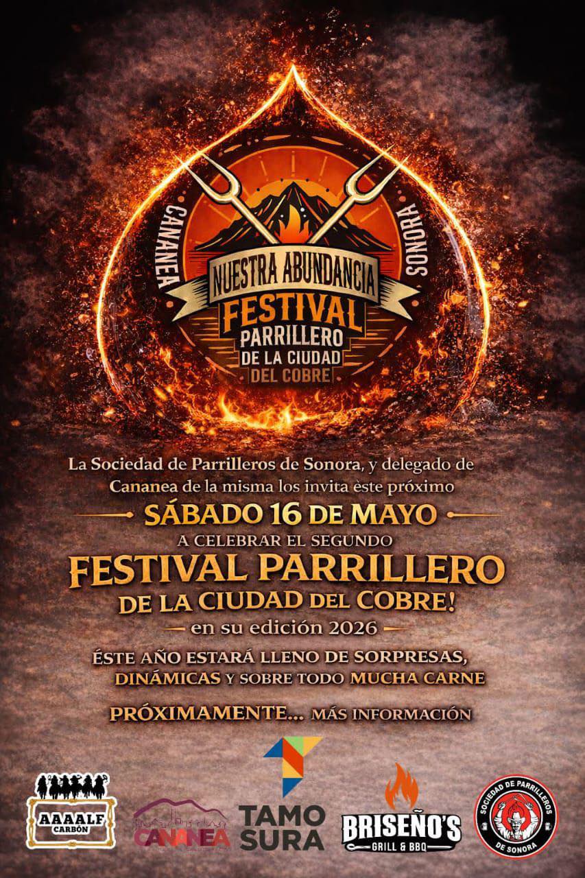 Anuncian Segundo Festival Parrillero de la Ciudad del Cobre 2026 en Cananea.