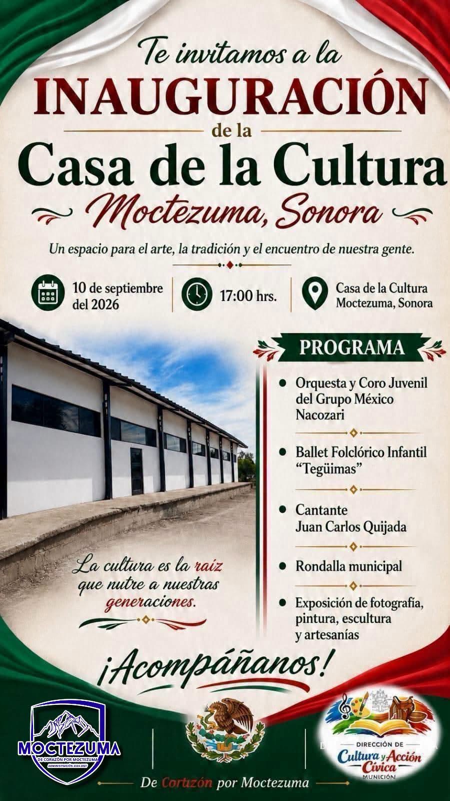 Inauguración de nueva Casa de la Cultura en Moctezuma.